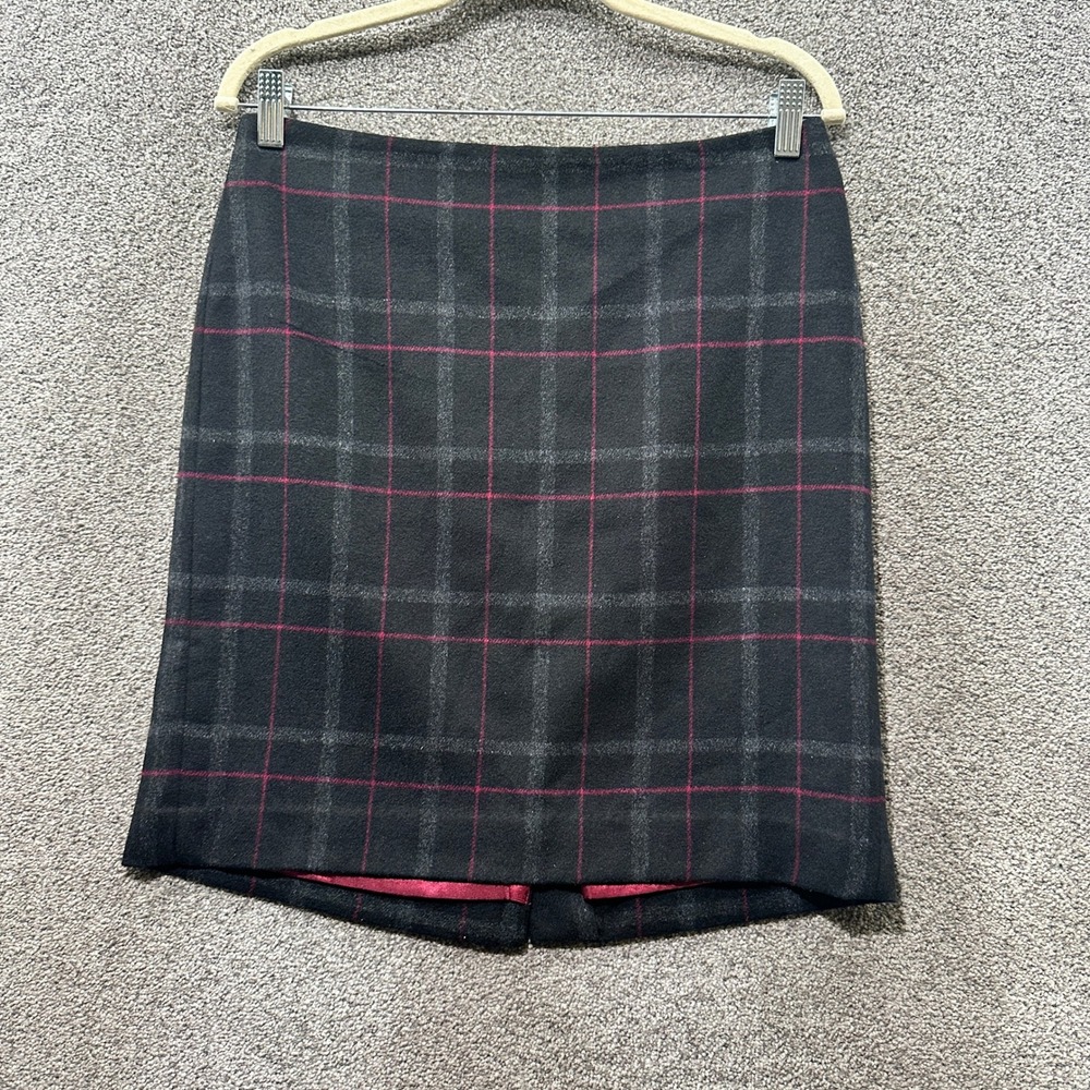 Talbots Skirt Women 8P Gray Plaid Wool Blend Career Classic Winter Academia